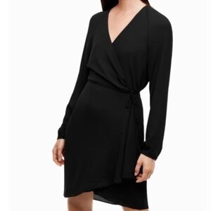 Babaton Black Long Sleeve Wrap Dress